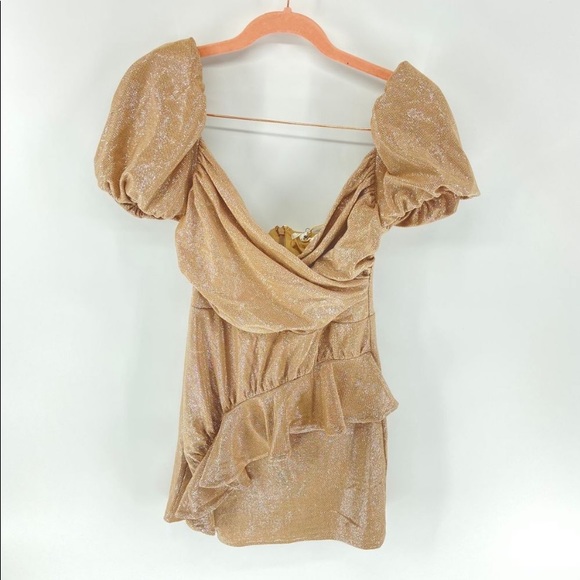 TULAROSA Zina Gold mini Dress - Picture 7 of 7